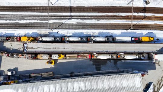 Baustellen-Installationsplatz von oben